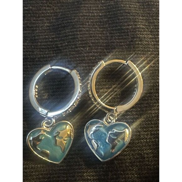 925 Sterling Silver & Enamel Dangle Drop Earrings - Picture 2 of 3